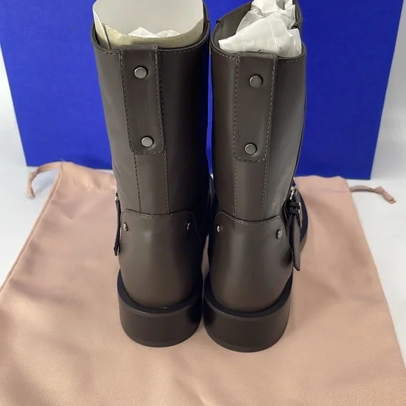 Stuart Weitzman Women Maverick Pull On Moto Booties Size US 7B Walnut Leather - Picture 4 of 9